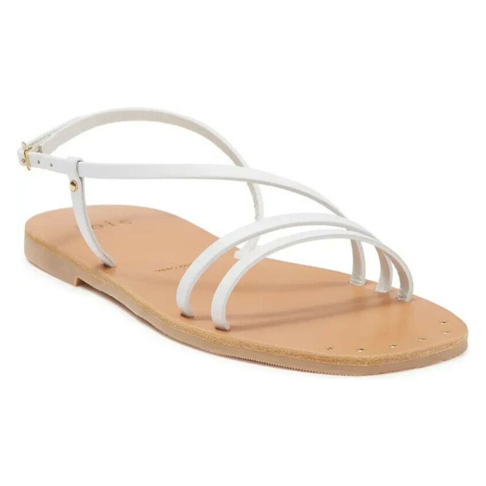 NEW Joie Baja Strappy Buckle Leather Studded Sandals size 38 White Made in Italy